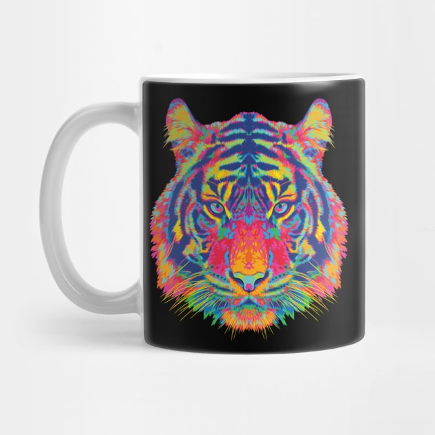 Rainbow Symmetrical Tiger by polliadesign